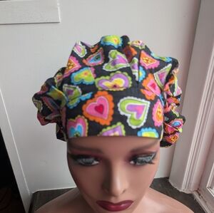 Colorful Heart Patterned Scrub Cap